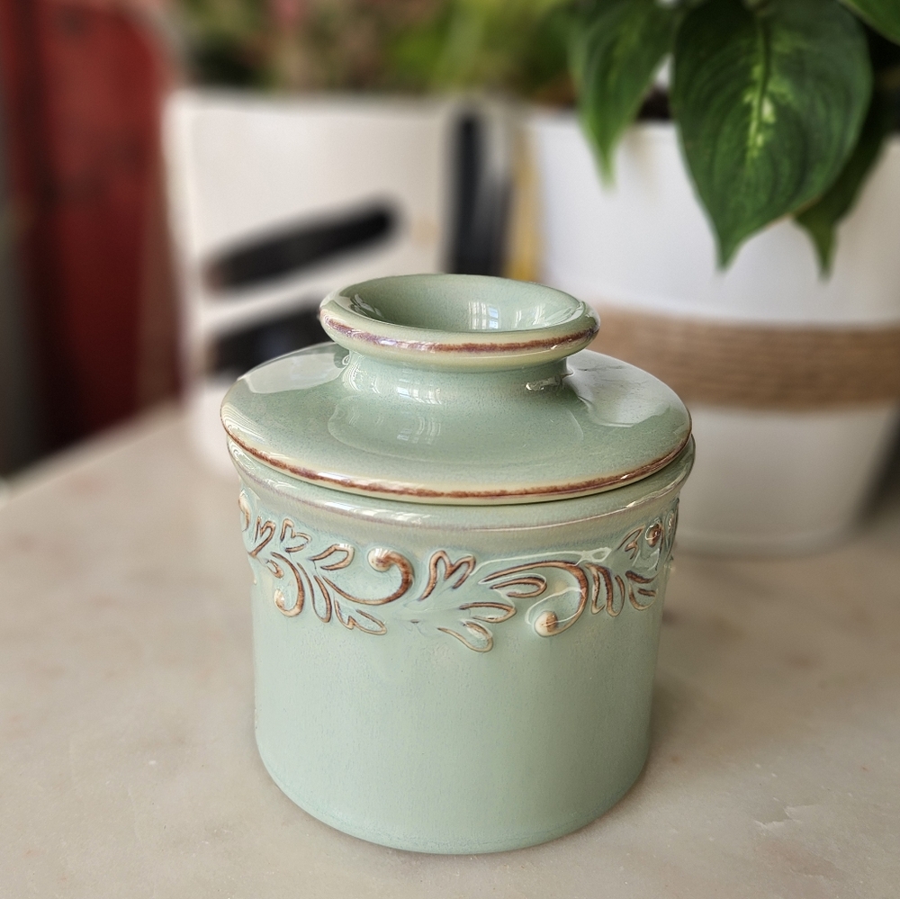 Butterbell Crock By L Treiman In Sea Spray